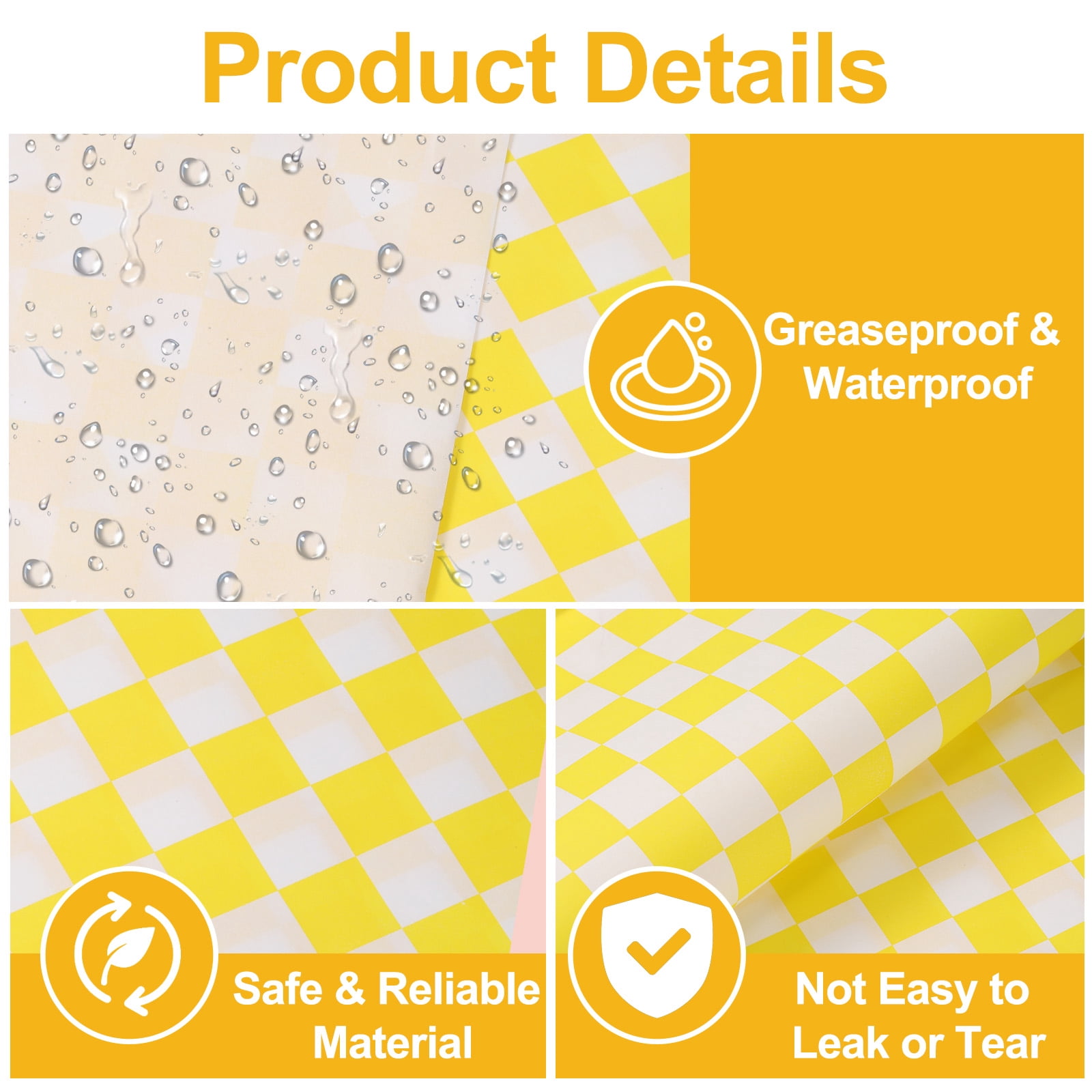 Unique Bargains Wax Paper Sheets for Food Wrapping Sandwich Baking Paper Yellow