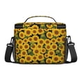 thumbnail image 3 of Sunflower Black Pattern Insulated Lunch Box for Women Men, Medium Leakproof Cooler Bag with Adjustable Strap, 10"x6.7"x8", 3 of 6