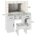 thumbnail image 2 of Zimtown Makeup Vanity Desk with Large Mirror & Charging Station, Vanity Table with 3 Drawers & Visible Glass Top, Bedroom Dressing Table,White, 2 of 8