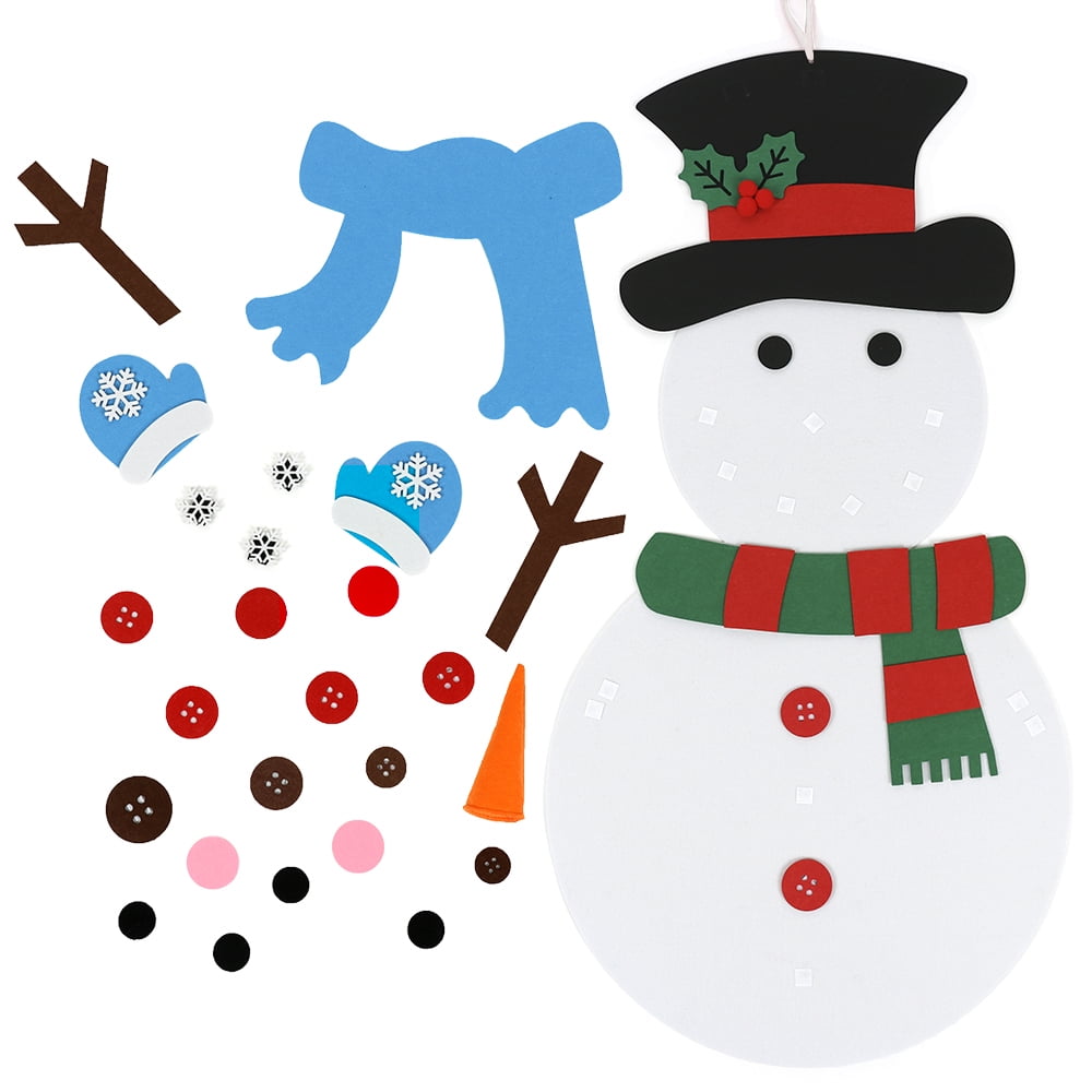 KENANLAN Christmas Games DIY Felt Snowman for Kids Wall Snowman Detachable  Xmas Ornament Wall Hanging Games for Christmas Decorations (Blue Scarf