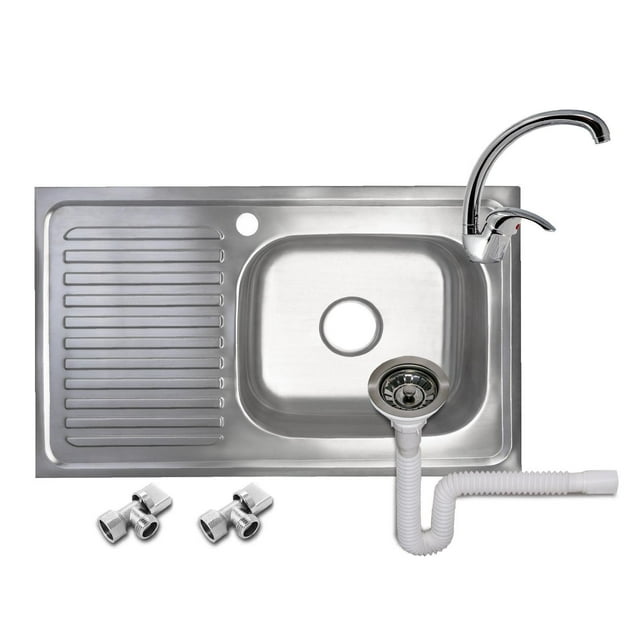 Fregadero Miber Tarja 80X50 cm Escurridor Derecho Monomando + Kit