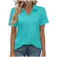 thumbnail image 2 of Shihyeh Women's V-Neck Polo Shirts UPF 50+ Short Sleeve Sun Protection Quick Dry Golf Polos Collared Shirt, 2 of 8