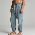 thumbnail image 6 of Xdegoge Denim Jogger Pants for Men Washed Trousers Cuffed Hem Relaxed Fit Elastic Waist Athletic Sweatpants with Pockets Casual Wear Daily Street Bottoms, 6 of 7