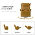 thumbnail image 2 of Power Genuine Leather Recliner Chair with Nailhead Trim Swivel Rocking Power Lounge Apartment Camel, 2 of 8