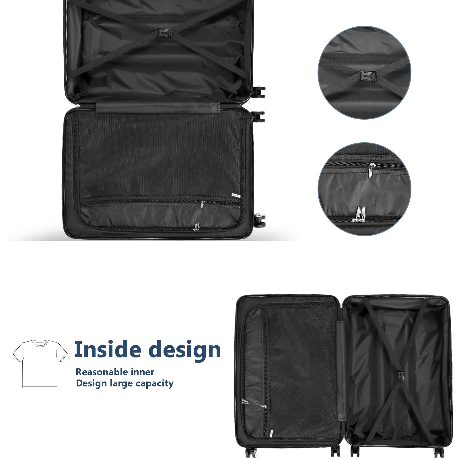 Hikolayae Luggage Sets Hardside Spinner with TSA Lock in Silver, 3 Piece