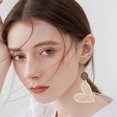 thumbnail image 4 of RyanK Valentine'S Day Gifts Valentine'S Day Decorations Valentine's Day Gift Wooden Round Geometric Earrings Vintage Hollowed Out Round Earrings Great Light Statement Jewelry For Women, 4 of 6