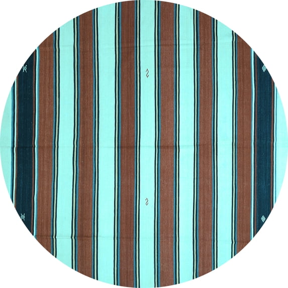 Ahgly Company Indoor Round Oriental Light Blue Traditional Area Rugs, 4' Round
