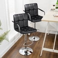 thumbnail image 2 of Yaheetech Set of 2 Adjustable Faux Leather Swivel Bar Stools With Backrests and Footrest, Black, 2 of 7