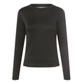 thumbnail image 4 of MIASHUI sous-Vêtements Thermiques Épais Doublés en Molleton Décontractés pour Femmes, Col Rond, Polyester, Manches Longues, Haut Chaud, Couche de Base, Noir, P, 4 of 8