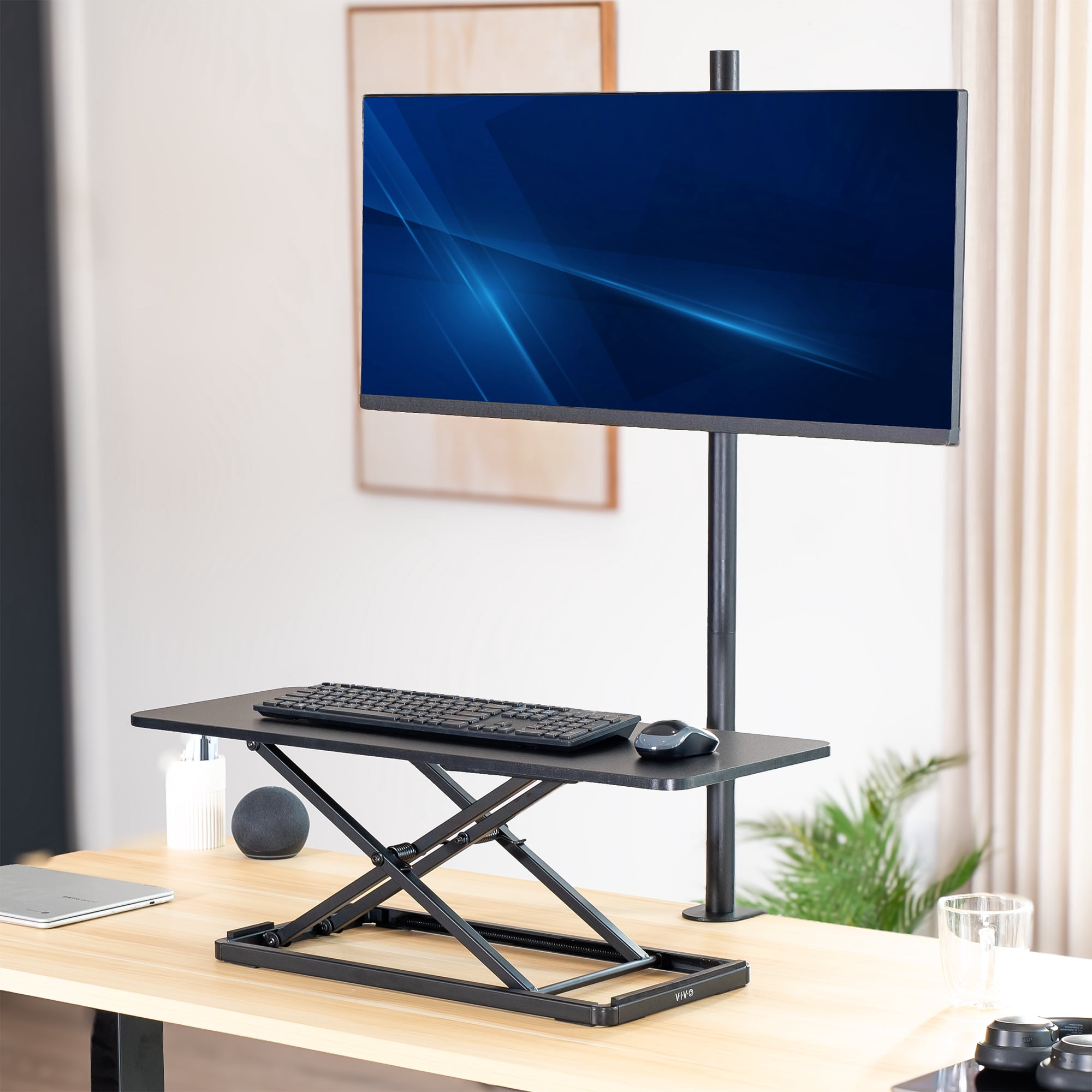 VIVO Black 30" Single Top Ergonomic Scissors Lift Keyboard and Mouse Riser