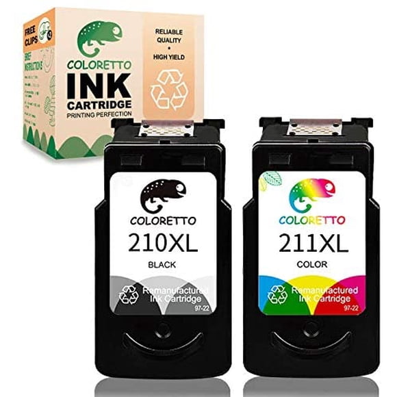 Coloretto Remanufactured Printer Ink Cartridge Replacement for Canon pg-210XL，CL-211XL 211XLto use with MP230 MP240