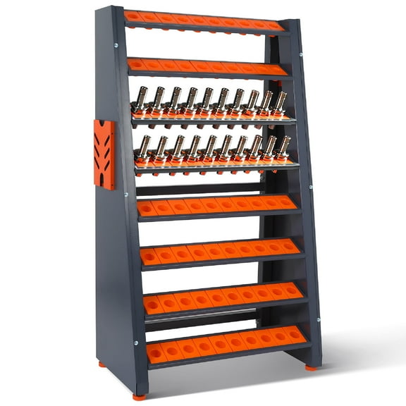 LEDMOMO Stylish 8-Row Cnc Tool Holder, Orange Cold Rolled Steel, Ideal for Workshop and Factory Use