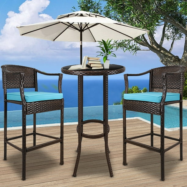 Clearance Pe Rattan Bar Height Patio Set Yofe Brown Wicker Outdoor Furniture Bistro High Top Pe Rattan Bar Height Patio Set Yofe, Bar Height Patio Furniture Clearance