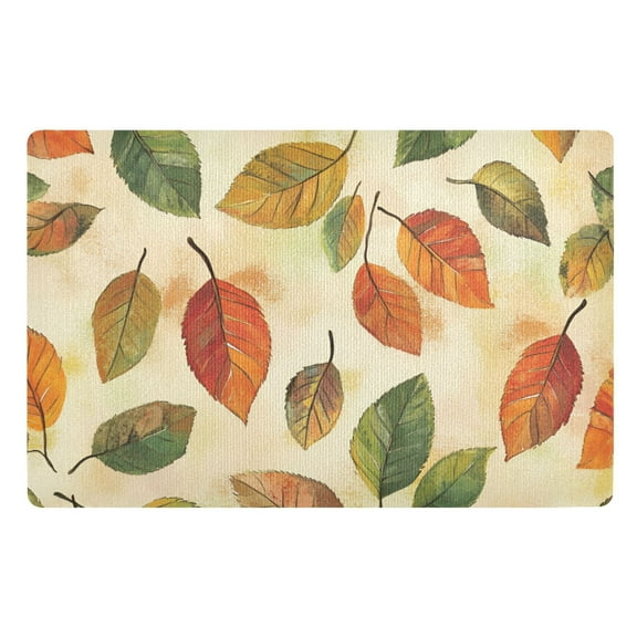 Yayeee Doormat for Indoor Entrance 32" x 20" Non Slippery Floor Rug, Beige Leaves
