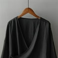 thumbnail image 6 of Women Hanten Kimono Long Sleeve Wrap Front Cotton Linen Retro Irregular Shirt Tops Cardigan Style, 6 of 8