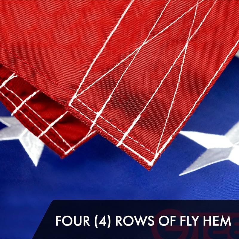 American USA Flag Tough Weave Series Embroidered 210D Polyester | Country Flag, Embroidered Stars, Sewn Stripes, Indoor/Outdoor, Vibrant Colors, Brass Grommets