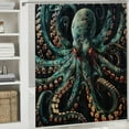 thumbnail image 6 of Shiartex Octopus Shower Curtain Green Octopus Tentacles Ocean Vintage Sea Wildlife Kraken Coastal Nautical Fabric Bathroom Sets with Hooks 36x72, 6 of 7