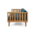 thumbnail image 4 of Upholstered Solid Wood Sofa with 3 Seats, Daybed with 3 Pillows for Livingroom, Bedroom, Dark Blue, 4 of 9