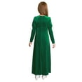 thumbnail image 2 of TiaoBug Kids Girls Renaissance Queen Velvet Vintage Maxi Dress Halloween Medieval Princess Fancy Dress Up Green 8, 2 of 7