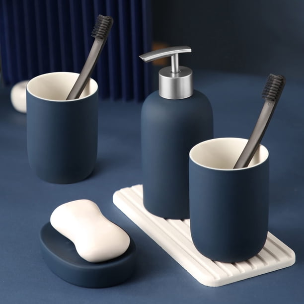 Set de accesorios de baño Hoomtaook, 4 piezas, cerámica