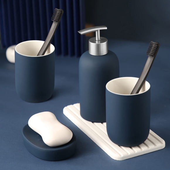 Set de accesorios de baño Hoomtaook, 4 piezas, cerámica