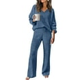 thumbnail image 4 of Two Piece Sets for Women Solid Color Casual Warm Home Clothes Long Sleeved Pajamas Set Suit, 4 of 9
