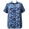 thumbnail image 1 of A Personal Touch Women's Plus Size Short Sleeve Button-Front Tunic with Shirring - Blue Bloom - 1x, 1 of 3