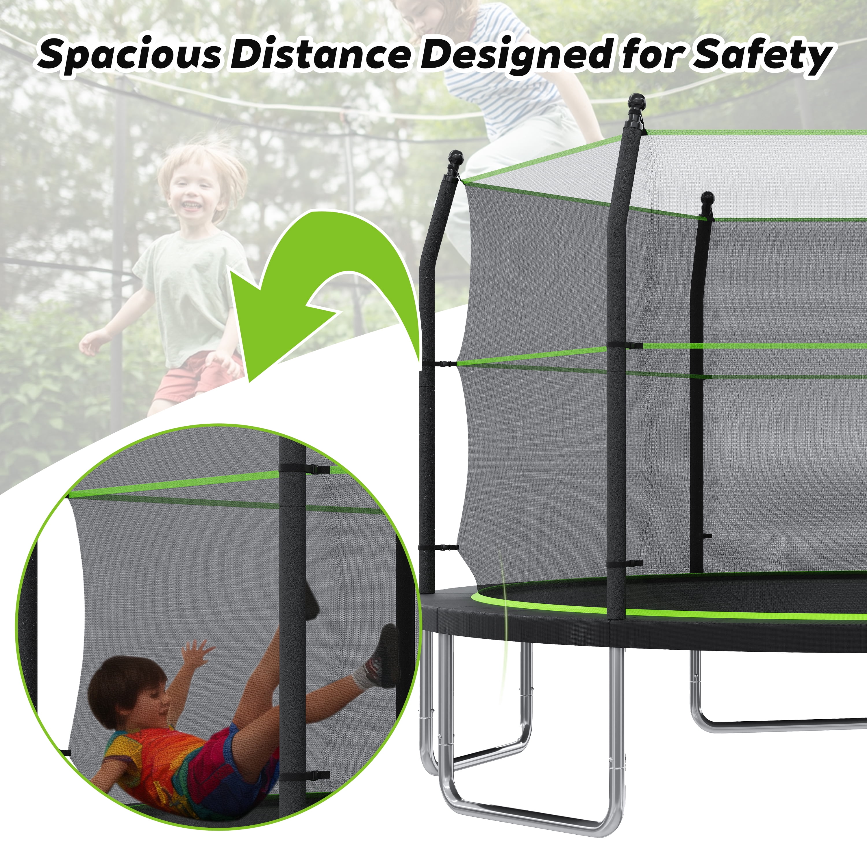 EUROCO 14FT Trampoline with Enclosure Net and Ladder for Backyard, 14' Round Outdoor Trampoline for Kids and Adults