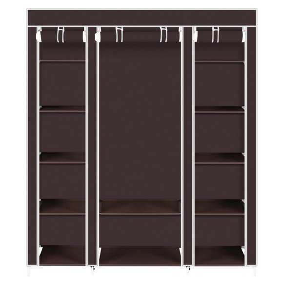 Ktaxon Portable Closet,  Non-Woven Fabric Wardrobe Clothes Rack Storage Organizer w/Double Rod, Brown