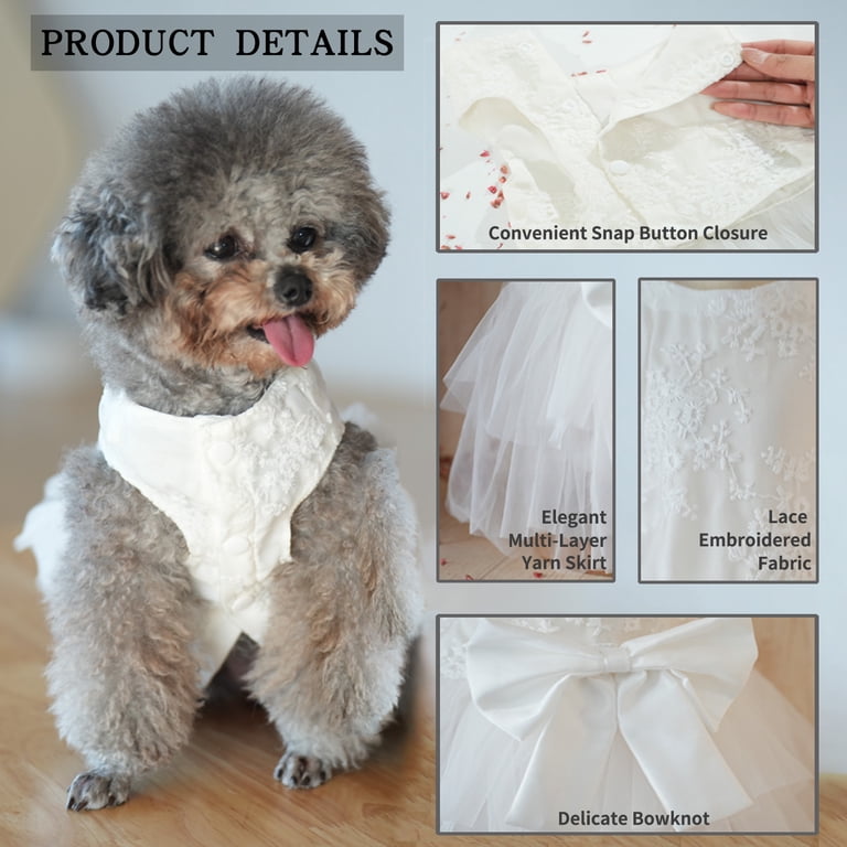 pet dog lace dress Pet Dress Lace Pearl Dog Outfit Elegant Blue