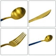 thumbnail image 2 of Cutlery set with 4 pieces crockery set stainless steel crockery set cutlery set including knives forks spoons service for 1 blue+gold 18/10, 2 of 5