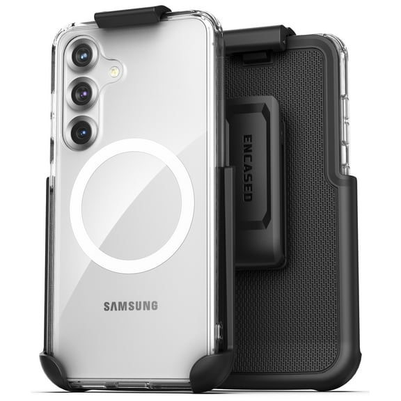 Encased Belt Case Designed for Samsung Galaxy S25 Plus with Phone Holster Clip (Compatible with MagSafe Qi2) - Crystal Clear
