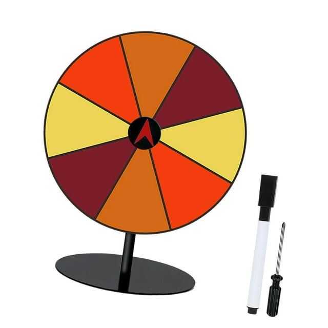 GUOOL Colored Rotating Prize Wheel DIY with Base Stand Erasable Game Fortune Wheel 8 Girds Round Base