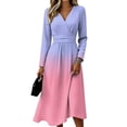 thumbnail image 2 of BOMYJESK Womens Summer Dresses Ruffle Hem Swing Fall Midi Dress Flowy Ruched Floral Trendy Office Dress Purple Pink L, 2 of 5