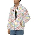 Adobk Retro Floral Print Mens Fullzip Hoodie, Zipup Hooded Sweatshirt
