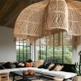 thumbnail image 6 of Viaurbe Living Room Rattan Pendant Light Wabi Sabi Wicker Chandelier, 6 of 18