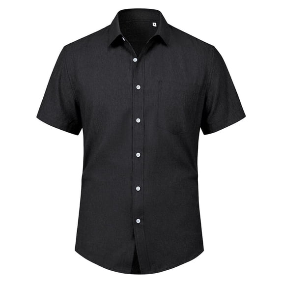 Youclos Men's Button Down Shirt Linen Short Sleeve with Pocket