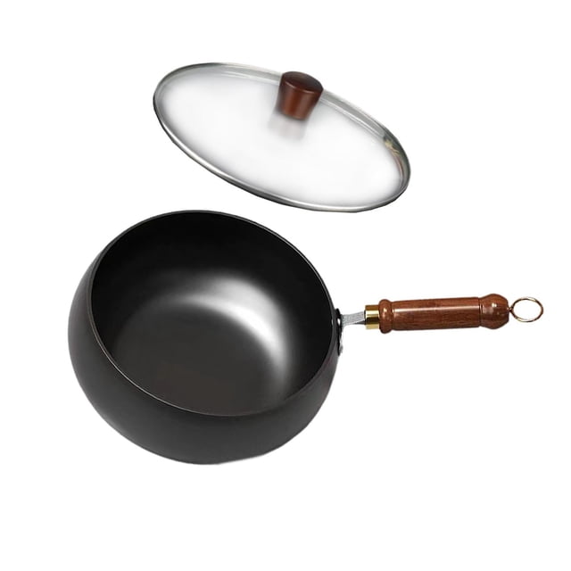 Nonstick wok wok wok wok utensioneros de cocina inducción hirviendo sartén salteado fondo plano para acampar hotel cocina restaurante cocina Tapa de vidrio