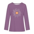 thumbnail image 3 of Jinhomg Women's Casual Pullover Tops Fall Long Sleeve Cute Sun Graphic Tees Oversized Drop Shoulder Blouse Dressy Comfy Lightweight Crew Neck Sweatshirts Holiday Deal Purple M, 3 of 4