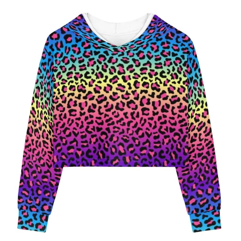Pzuqiu Colorful Leopard Hoodies for Girls 9-10Y Preppy Youth Teenagers  Pullover Hoody,Y2K Fall Spring Outfits Yoga Athletic Clothing Comfy Long  Sleeve Streetwear Blouse Tops Fashion T-shirt 