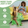 thumbnail image 2 of Plush Green Dinosaur Bounce & Ride-on Inflatable Hopper Toddler Toy with Pump, 2 of 5