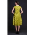 thumbnail image 4 of Bimba Yellow Stencil Leaves Women Casual Sleeveless Floral Print Summer Swing Midi Dress-X-Large, 4 of 6