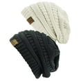 thumbnail image 2 of C.C Women's Knit Beanie Cap Hat (2 PACK), Black/Mauve, 2 of 5
