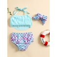 thumbnail image 2 of Baby Girls Three Piece Swimsuits, Halter Tassel Tops Bikini Bottom Headband Set, 2 of 8
