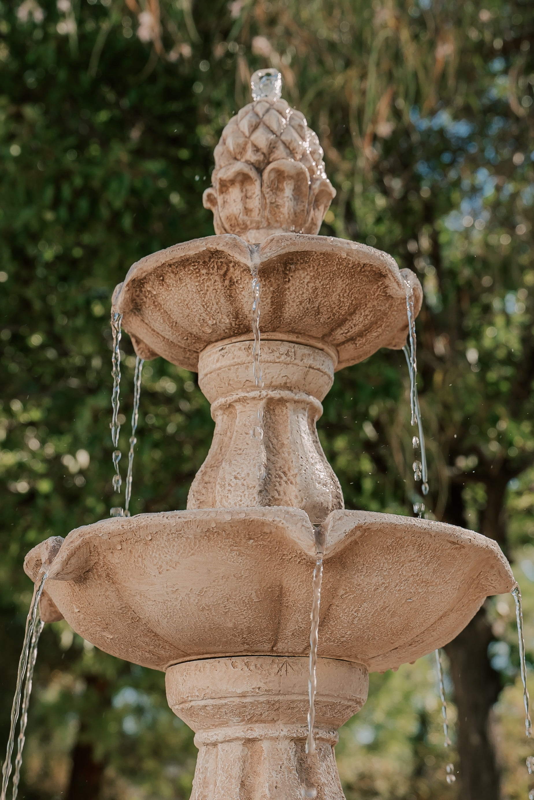 XBrand 51"H Fiber Resin Beige 3-Tier Freestanding Waterfall Fountain, Outdoor Garden, Yard, Lawn, Porch Décor