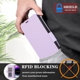 thumbnail image 5 of Wallet Case for iPhone 14 Pro with [RFID Blocking] Card Holder Kickstand with Lanyard,Magnetic Clasp PU Flip Leather Shockproof Full-body Phone Case for iPhone 14 Pro,Purple, 5 of 7