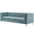 thumbnail image 3 of Contemporary Modern Urban Designer Living Room Lounge Club Lobby Sofa, Velvet Fabric Metal Steel, Light Blue, 3 of 6