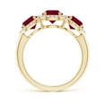 thumbnail image 2 of ANGARA Natural Round 1 ct Ruby Three Stone Halo Ring with Diamonds in 14K Yellow Gold for Women (Size-6mm) | July Birthstone Jewelry for Her | Natural Ruby Rings, 2 of 9