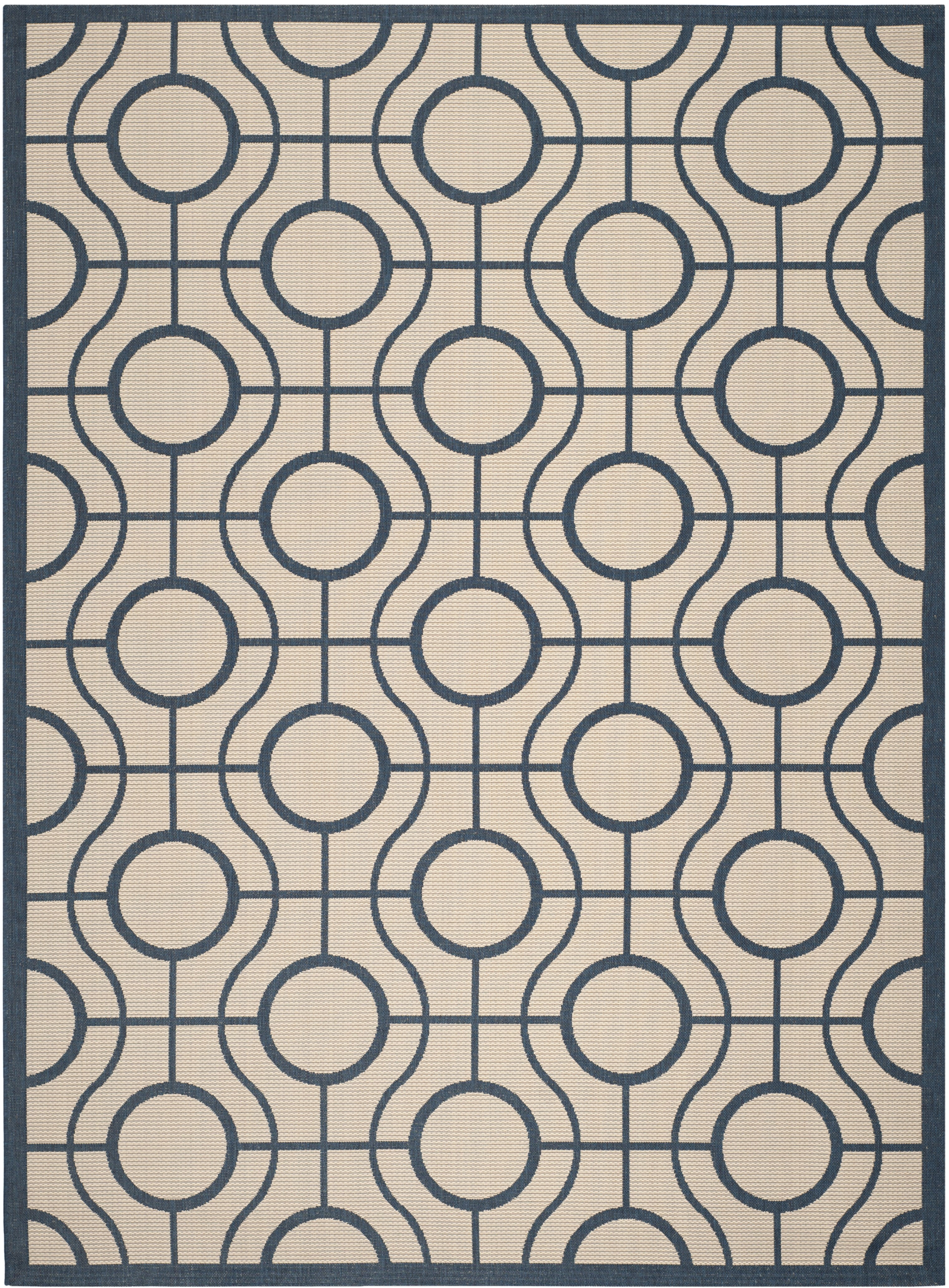 Safavieh Courtyard Brian Geometric Indoor/Outdoor Area Rug, Beige/Navy, 8' x 11'