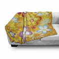 thumbnail image 3 of Floral Soft Flannel Fleece Blanket, Abstract Graphic Flowers Daisies Vibrant Colors Cheerful Spring Nature Illustration, Cozy Plush for Indoor and Outdoor Use, 50" x 70", Multicolor, by Ambesonne, 3 of 6